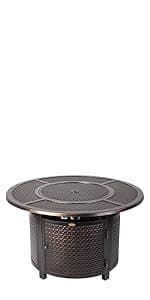 Fire Sense 62745 Armstrong Basketweave Aluminum Convertible Gas Fire Pit Table 55000 BTU Multi-Functional Outdoor Firepit with Fire Bowl Lid, Nylon Cover Clear Fire Glass Bronze Finish - Rectangular