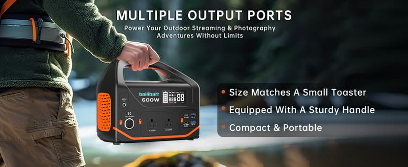 Portable Power Station 600W,293Wh Portable Generator for Home Use, Quiet Generator for Camping Travel Emergency CPAP Survival Backup Outdoor Apartment,100W PD & 110V Pure Sine Wave AC Outlet