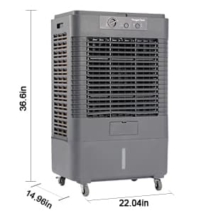37" Evaporative Air Cooler 3000 CFM, 8 Gal Water Tank, 3 Speeds, Oscillating Cools up to 720 Sq. ft, Portable Industrial Swamp Water Cooler for Outdoor Commercial Factory - Gray
