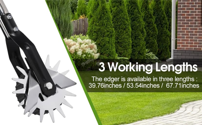 Wheel Rotary Edger Manual Lawn Tool for Sidewalk Edger Rotary Wheel Rotary Wheel Manual Edger Lawn Tool Strong 4 Sections Stainless Steel Handle