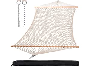 SUNCREAT Double Hammock for 2 Person, Extra Large Outdoor Portable Hammock with Hardwood Spreader Bar, Soft Pillow, 475 lbs Capacity, Gray Green