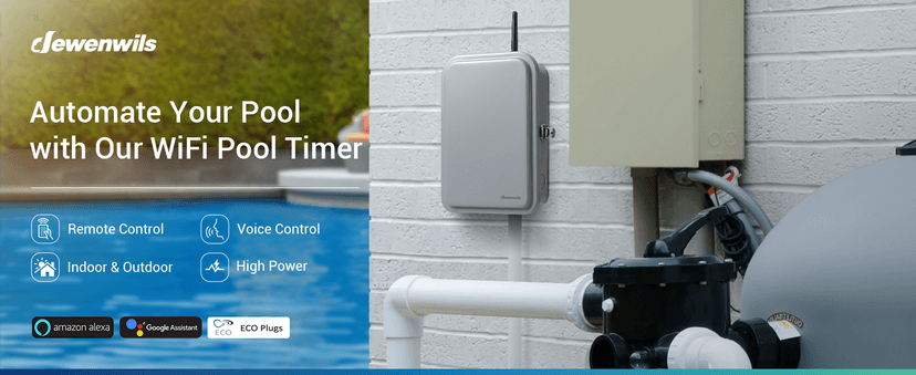 DEWENWILS Pool Pump Timer, Outdoor Wi-Fi Box, Heavy Duty 40A 120-277 VAC 2HP Wireless Controller Timer, Water Heater, Compatible with Smart Phone, Alexa, Google Assistant, UL Listed