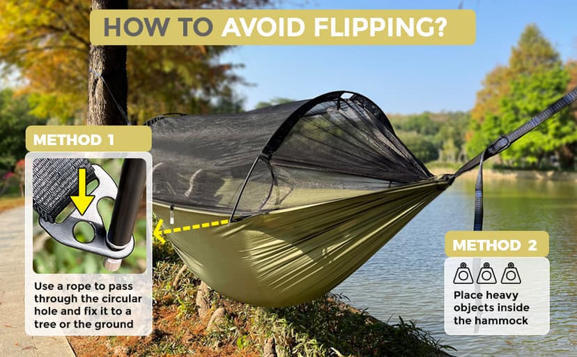 ADVOKAIR Camping Hammock with Mosquito Net Up to 500lbs, Ultralight and Portable Nylon Travel Hanging Hammock with Tree Straps, Perfect for Outside, Backpacking, Hiking and Backyard