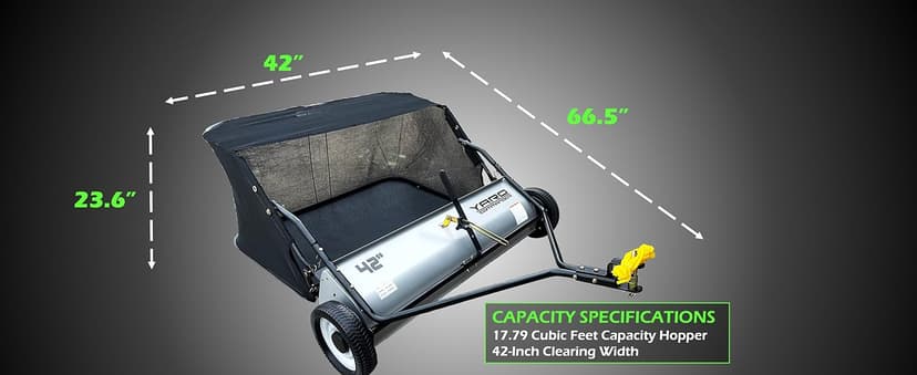 42-Inch Tow-Behind Lawn Sweeper, 10" Nylon Brushes, Universal Tractor/ATV Hitch, Never-Flat Wheels, Adjustable Height, 1-Year Warranty, Ideal for Leaves, Grass & Debris