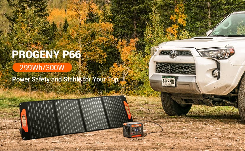 PROGENY 300W Portable Power Station, 299Wh/80818mAh Solar Generator, Regulated DC Output Backup Battery with Pass-Through Charging AC Outlet, Pure Sine Wave, LED Light Power Station for CPAP Camping