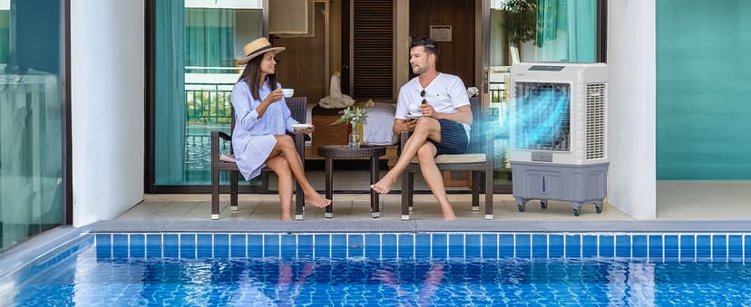 ROVSUN 4100CFM Portable Air Cooler, 13.2Gal/50L Evaporative Swamp Cooler, 3-IN-1 Cooling Fan with Remote Control, 3 Speeds, 7.5H Timer & 4 Ice Box, Humidifying Oscillating Fan for Indoor or Outdoor