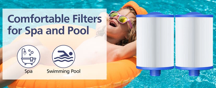 6CH-940 Spa Filter Cartridge Replacement for Unicel, Pleatco PWW50P3, Filbur FC-0359, Aber 03FIL1400, Waterway 817-0050 Front Access Skimmer, Viking Pool Hot Tub Filter Screw SAE Thread Filter 2 Pack