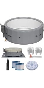 2-4 Person Inflatable Hot Tub, Portable Outdoor Spa with 146 Soothing Air Jets(73" x 28"), Portable Hot Tub with Cover and Heater Pump, Blue