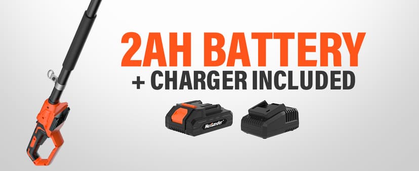 Pole Saw 8-Inch Cordless Pole Saws for Tree Trimming and 18-Inch Pole Hedge Trimmer 2-in-1, 15-Feet MAX Reach, 16ft/s Speed, Auto Oiling Pole Chainsaw with 20V 2.0Ah Battery & Charger