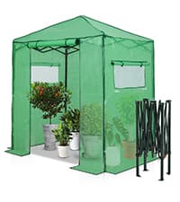 EAGLE PEAK 9x4 Lean-to Portable Walk-in Greenhouse, Pop-up Indoor Outdoor Garden Green House, Zippered Doors and Window, PE Cover, Green