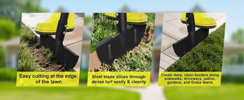 Professional Edger Lawn Tool – 36 inch Heavy Duty Stainless Steel Weed Cutter Tool with Ergonomic Metal Handle – Perfect for Garden, Yard Landscaping, and Turf Trimming, Black