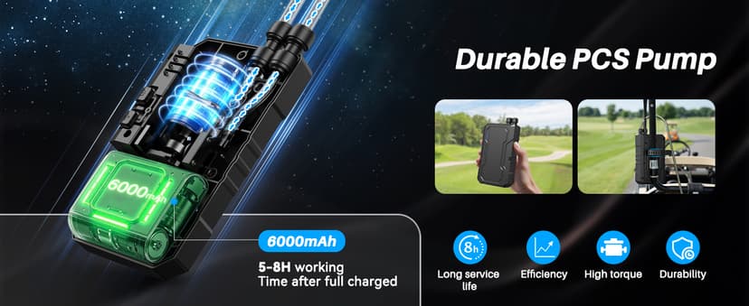 Ausic Portable Misting Systems, Outdoor Water Cooling Misters Set with 6000mAh Water Pump, 20L Bucket, 26FT (8M) Hose, 6*Nozzles, 10*Clips/Ties for Patio/Umbrella/Pasture/Greenhouse/Canopy/Camping