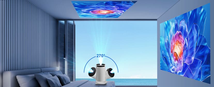 Smart HY300 Projector With Built-in Apps, Wifi Bluetooth 4K 1080P, Auto Keystone, Short Throw and 180 Adjustable, Mini Portable Outdoor Movie (White)
