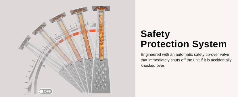 EAST OAK Pyramid Patio Heater, 48,000 BTU Outdoor Patio Heater All Stainless Steel, Quartz Glass Tube Propane Heater, Triple Protection System, With Wheels, Outdoor Heater for Commercial & Residential