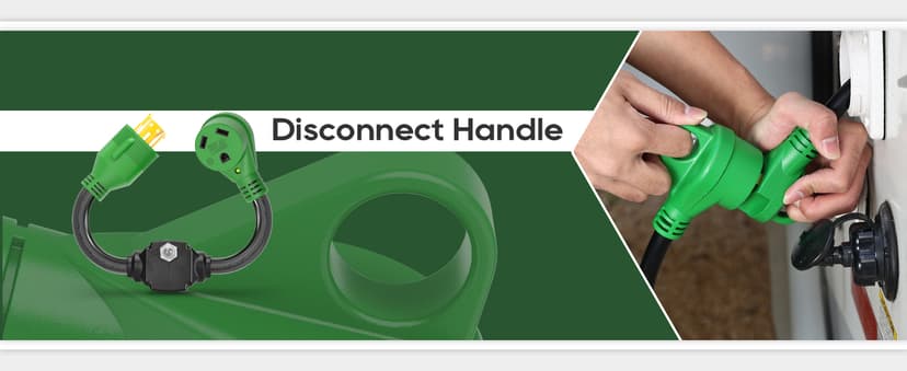 RVGUARD Overload Protector 30 Amp Generator to RV Adapter Cord with Circuit Breaker, NEMA L14-30P to NEMA TT-30R Electrical Power Adapter with LED Power Indicator, 18 Inch, Green, ETL Listed