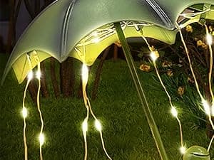 Solar Frog Garden Decor Outdoor Statue - Frogs Umbrella LED Waterproof Sculptures Lights, Cute Frog Pond/Yard Statues Outside Decoration, Home, Lawn, Patio, Resin Animal Ornament, Women/Gardening Gift
