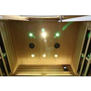 Red Cedar 4 Person Outdoor Ultra-Low EMF(0.5mg) Infrared Sauna, Multi-Person Home Sauna spa, 2160w,12 Heating Panels, LCD Control Panel, Bluetooth Speaker, Chromotherapy Lights, Reading lamp