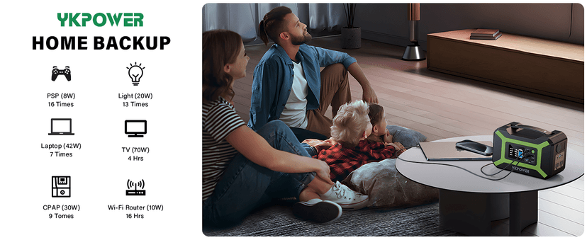 Portable Power Station 300W (Peak 600W), YKPOWER 296Wh Backup Lithium Battery Solar Generator with 110V AC Output, 60W USB-C PD Output, LED Light, Power Station for Outdoor Camping Travel RV CPAP Home