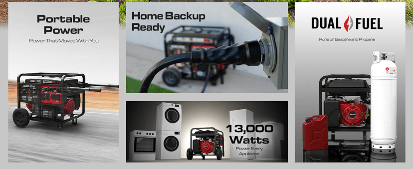 DS13000MX 13,000-Watt 500cc Dual Fuel Portable Generator