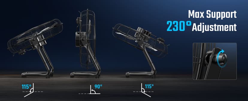 Simple Deluxe 20 Inch 3-Speed High Velocity Heavy Duty Metal Industrial Floor Fan for Warehouse, Workshop, Factory and Basement, Black, 2 Pack