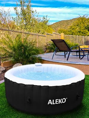ALEKO Inflatable Hot Tub Spa | Personal High Powered Jetted Bubble | with Fitted Cover and 3 Filters | 265 Gallon | 6 Person Round | Brown | HTIR6GYBR