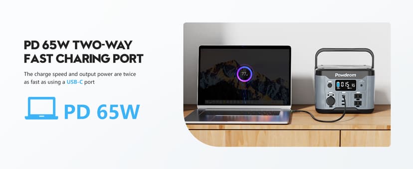 300W Portable Power Station, Powdeom 296Wh Power Bank with AC Outlet, Solar Generator Laptop Charger, Battery Backup Power Supply for Camping, Outdoors, Home Emergency Outage