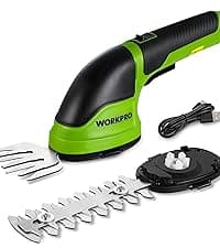 WORKPRO Cordless Grass Shear & Shrubbery Trimmer - 2 in 1 Handheld Hedge Trimmer Electric Grass Trimmer Hedge Shears/Grass Cutter Rechargeable Lithium-Ion Battery and Type-C Cable Included (Green)