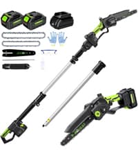 4-in-1 Pole Saw & Electric Pruning Shears, 8 Inch Pole Saws for Tree Trimming, Cordless Pruning Shears with 15ft Max Extension Pole, 2 * 4.0Ah Battery Powered Pole Saw Pole Pruner for Garden