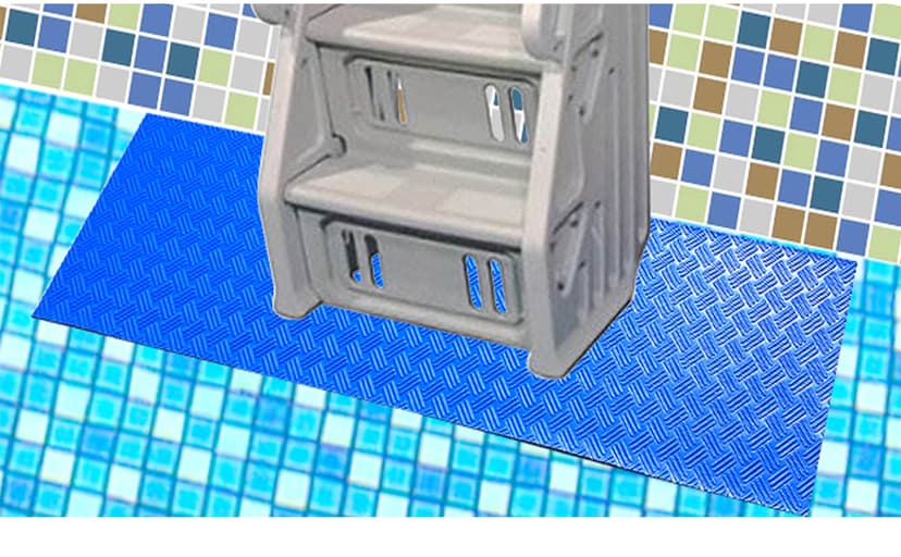 SKARUMMER Swimming Pool Ladder Mat - Protective Pool Ladder Pad Step Mat with Non-Slip Texture, Blue Medium Pool Step Mat, 36 inch X 9 inch