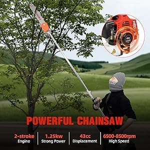 42.7CC Gas Powered Pole Saws 2-Stroke Gas Pole Saws For Tree Trimming with Single-Cylinder and Air-Cooled, Pole Chainsaw Suitable for Pruning Branches and Leaves in Orchards and Urban Greenery
