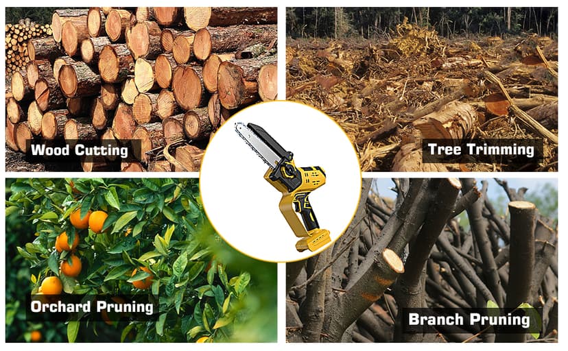 Mini Chainsaw for Dewalt 20V MAX Battery, Auto-Oiler, 8-Inch and 6-Inch 2-IN-1 Brushless Cordless Pruning Chainsaw, Battery Powered Mini Chainsaw for Wood Cutting (Tools only)
