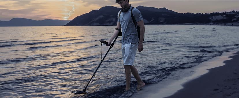 SUNPOW Metal Detector for Adults Professional - High Accuracy with 12" Waterproof Coil, 2x Backlit LCD Display, Advanced DSP Chip, 5 Modes, Adjustable Length (19"-59"), Sturdy Spiral Structure -OTMD14