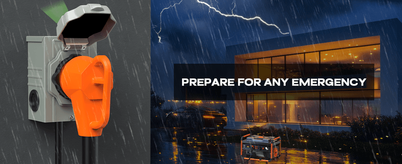 50 Amp Generator Cord and Pre-Drilled Power Inlet Box, 15FT Heavy Duty NEMA 14-50P to SS2-50R Extension Cord Twist Locking with Inlet Box, 125/250V, 12500W, ETL Listed for Outdoor Emergency Kit