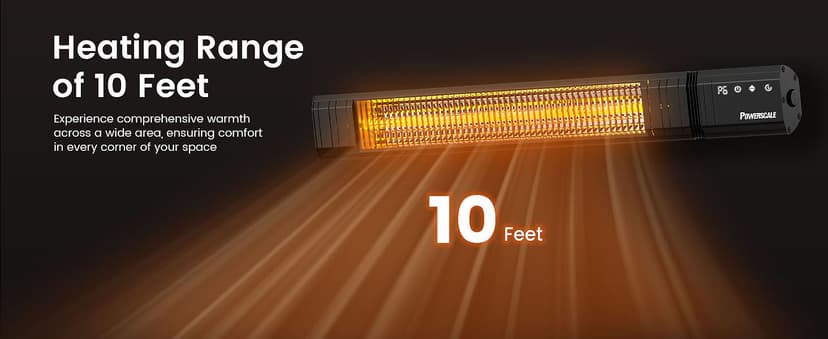 Infrared Heater 24H Timer Outdoor Heater, IP65, Memory Function Infrared Electric Patio Heater, 9 Levels Heating Touchscreen With Remote Electric heater, Restaurant Backyard, 1500W, Black