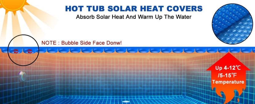 Hot Tub Spa Solar Bubble Cover Blanket for Round Inflatable Hot Tub Spa Pool Thermal Insulation Floating Bubble Wrap Covers (6 Ft)