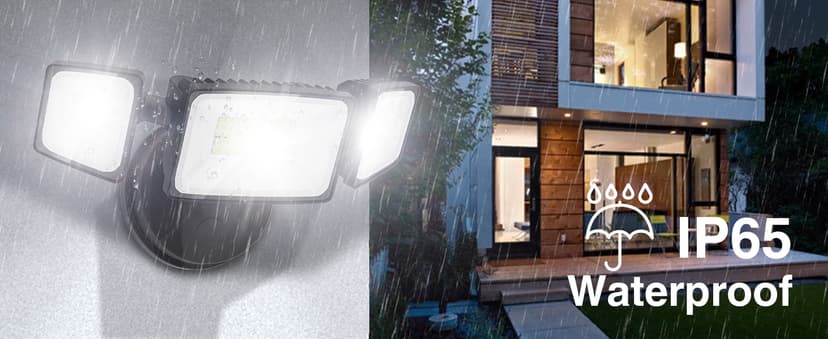 Onforu 2 Pack 60W Flood Lights Outdoor, 6000LM LED Flood Lighting Outdoor Switch Controlled, IP65 Waterproof Exterior Floodlight Fixture with 3 Adjustable Heads, 6500K Security Light for Garage Yard