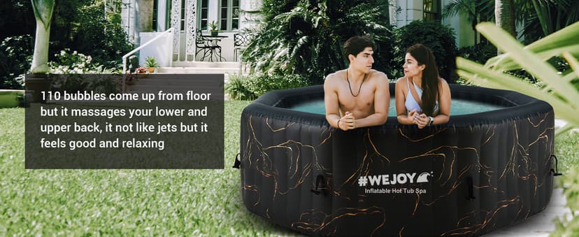 #WEJOY Portable Hot Tub61X61X25 Inch Air Jet Spa 2-4 Person Inflatable Octagon Outdoor Heated Hot Tub Spa with 120 Bubble Jets