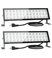 Onforu 100W Flood Lights Outdoor, 9000lm Bright LED Work Light with Plug, 6500K Daylight White LED Flood Lighting, IP66 Waterproof Security Yard Lights for Yard Garage Stadium 2 Pack