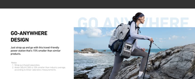 Anker SOLIX C300 Portable Power Station, Outdoor 288Wh LiFePO4 Battery, 300W (600W Surge) Solar Generator, 140W Two-Way Fast Charging, for Camping, Traveling, and Emergencies (with 60W Solar Panel)