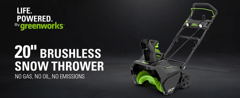 Greenworks 80V (75+ Compatible Tools) 20” Brushless Cordless Snow Blower, 2.0Ah Battery and Charger Included