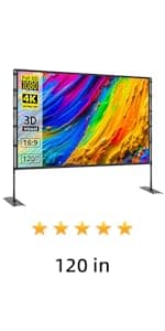 Projector Screen and Stand,Towond 150 inch Indoor Outdoor Projection Screen, Portable 16:9 4K HD Rear Front Movie Screen with Carry Bag Wrinkle-Free Design for Home Theater Backyard Cinema