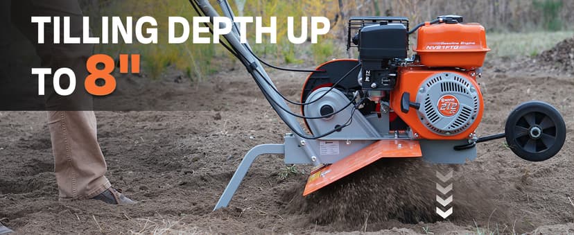 NOVUS 21-Inch Gas Tiller for Gardening, 212cc Front Tine Tiller Cultivator, 4-Cycle Engine with Toolless Adjustable Tilling Width 12"-21", Versatile Garden Tillers Gas Powered