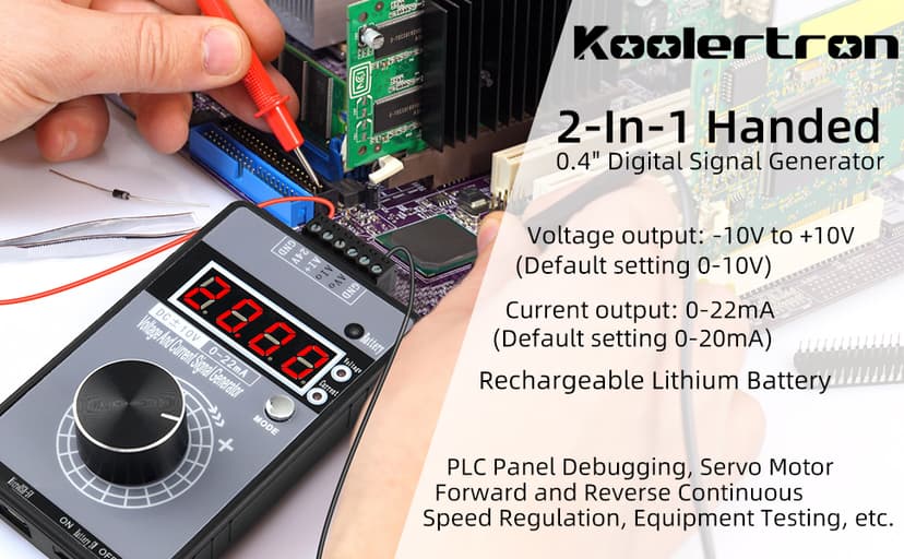 Koolertron 0/4-20mA DC 0-10V Signal Generator,2-IN-1Portable Mini Function Generator Built-in 1000mAh Rechargeable Battery,Analog Generator with 4-Digit LCD Display,Accuracy 0.01,for PLC/Panel Testing