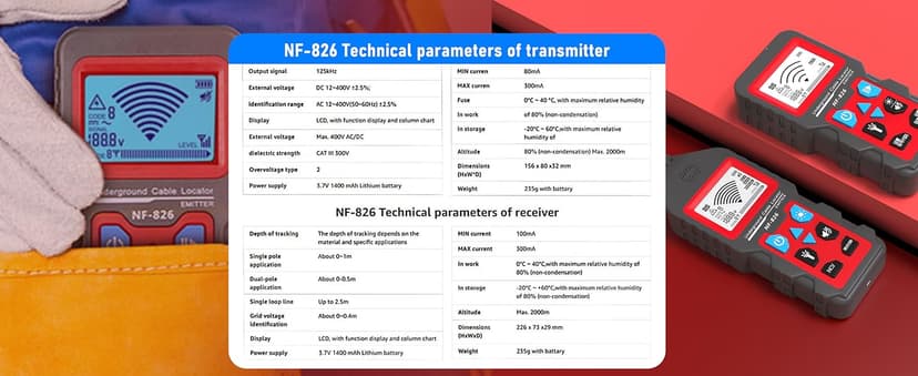 NF-826 Underground Wire Locator & Cable Tracer/Buried Wire Tracer and Cable Locator/Under Ground Circuit Tracer,for Dog Fence Cables Irrigation Control Wires,Tone Generator Kit (Professional Grade)