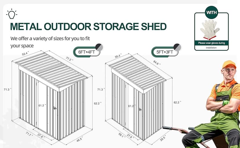 Shintenchi 5x3 FT Outdoor Storage Shed with Window, Outdoor Waterproof Storage Shed Metal Garden Shed with Lockable Single Door, Weather Resistant Tool Storage House Shed for Garden,Backyard,Drak Gray