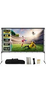 20 feet Inflatable Portable Projector Movie Screen - Huge Air-Blown Cinema Projection Screen Package with Rope, Blower,Tent Stakes - Front & Rear Projection,for Outdoor Party Backyard Pool Fun