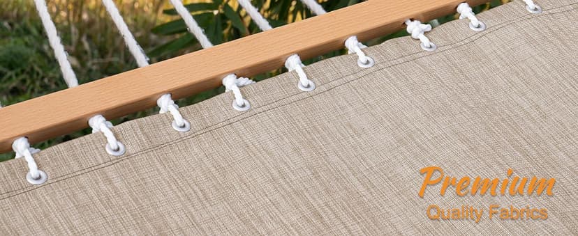 Lazy Daze Hammocks 11 FT Double Outside Hammock Quick Dry Olefin Fabric Hammock with Spreader Bar & Side Pocket for Outdoor Poolside Backyard 450 lbs Capacity, Khaki