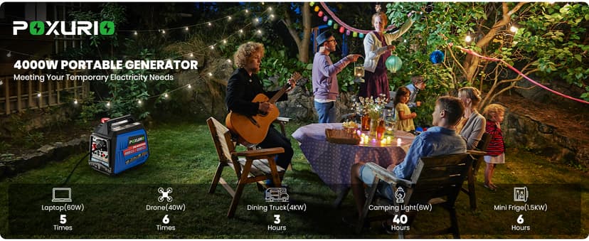 4000 Watt Inverter Generator, 120V Gas Powered Generator Super Quiet, RV Ready/EPA for RV, Camping and Home