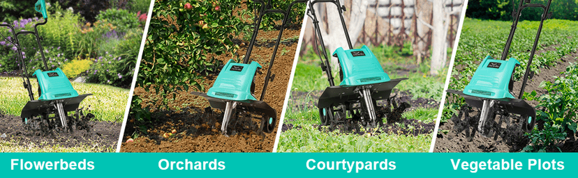 Tiller 13.5AMP Rototiller for Garden Corded Electric Tiller Garden Electric Cultivator 8Inch Depth 16Inch Width Tiller for Garden Yard