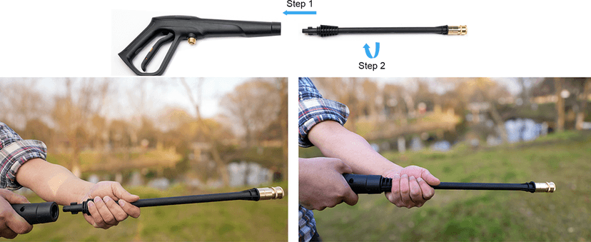Pressure Washer Gun Set, Max W.P. 2320PSI, B.P. 5000PSI, M22-14mm & M22-15mm Fitting, 4 Stainless Steel Nozzle Tips & Holder, Replacement for Ryobi Powerstroke Greenworks and More Power Washers